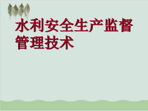 水利安全生产监督管理技术培训课程PPT课件(75页)