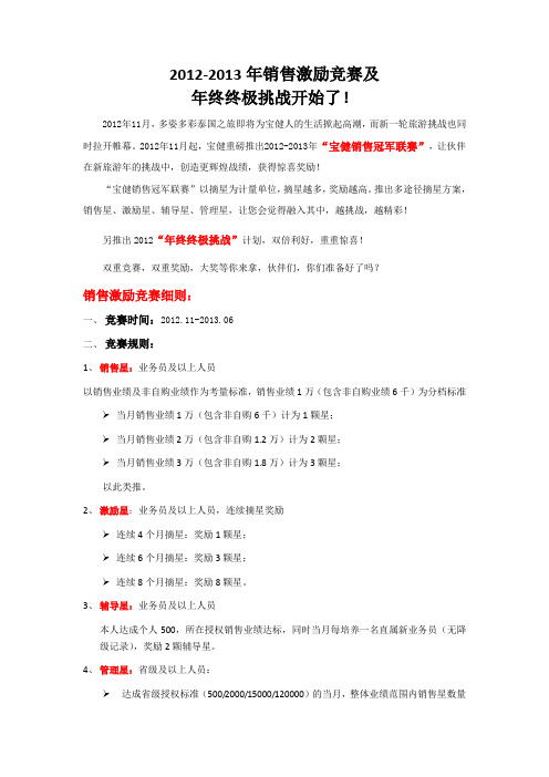 2012-2013销售激励竞赛及年终终极挑战计划