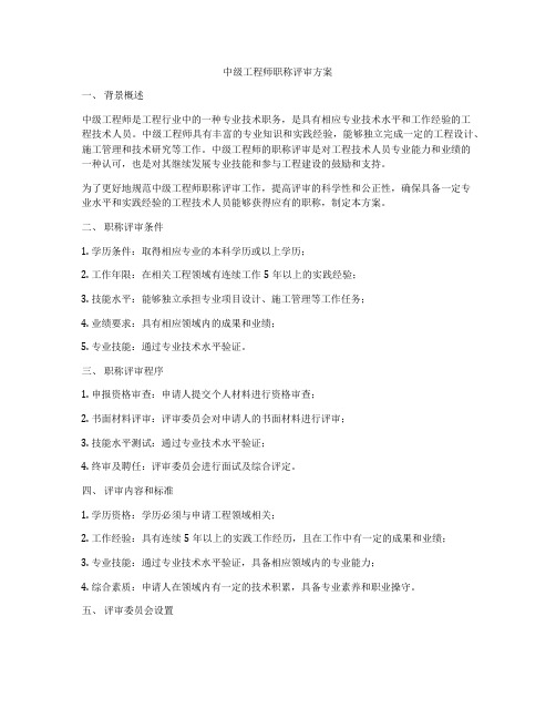 中级工程师职称评审方案