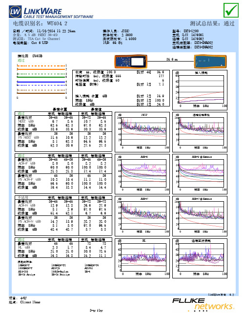 超五类非屏蔽网线fluke测试报告