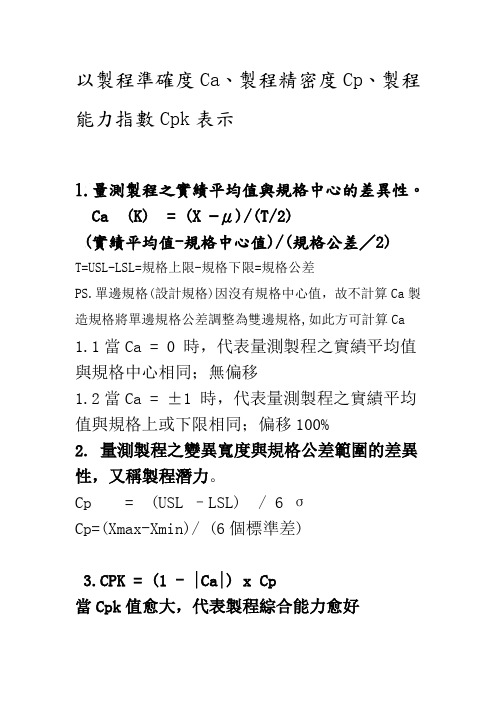 CPK 计算公式