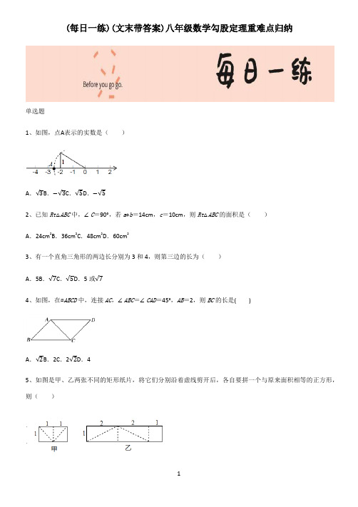 (文末带答案)八年级数学勾股定理重难点归纳