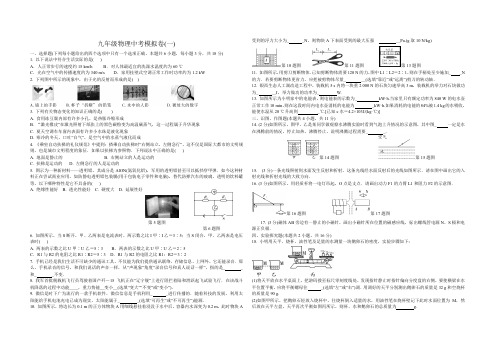 中考物理模拟试题一(含答案)