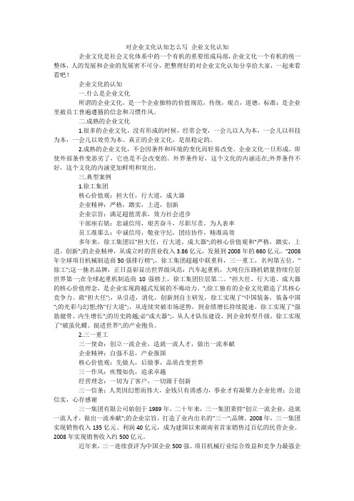 对企业文化认知怎么写 企业文化认知