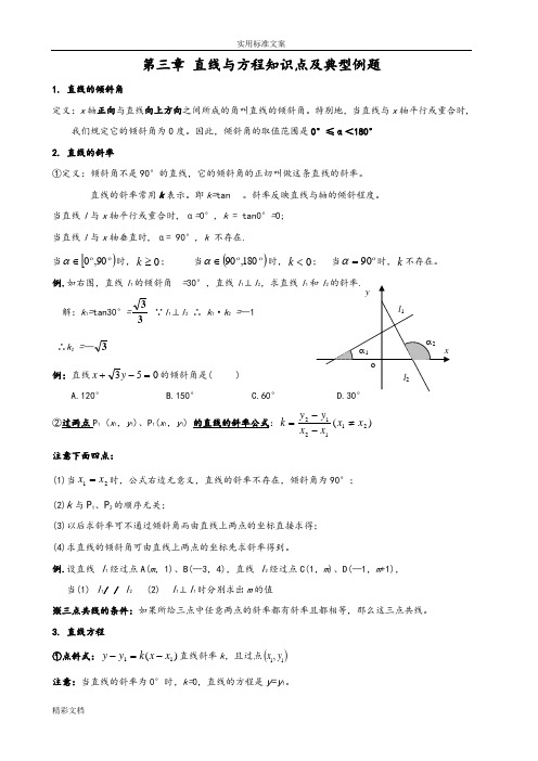 第三章直线与方程知识点及典型例题