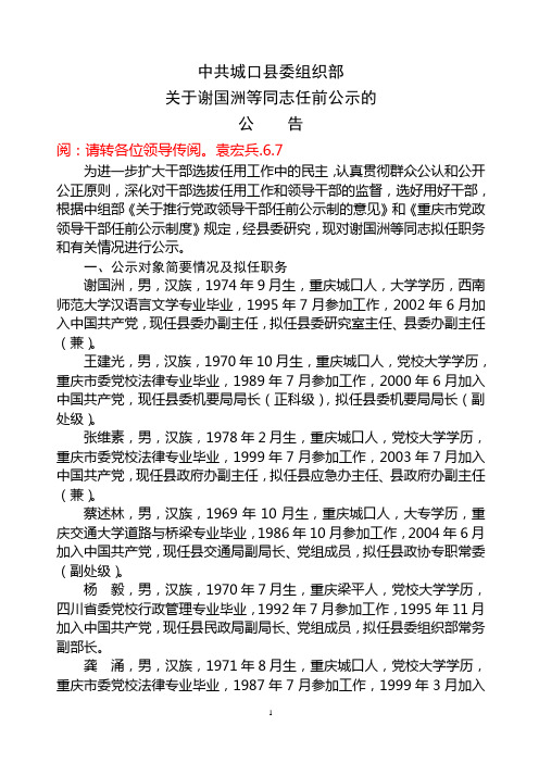 201206[1].07关于谢国洲同志任前公示的公告