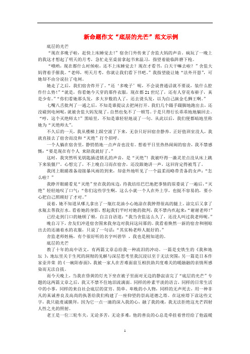 高中语文 新命题作文“底层的光芒”范文示例素材