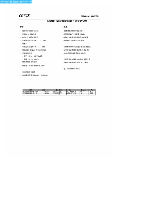 EM48AM1644VTE-75FE中文资料(Eorex)中文数据手册「EasyDatasheet - 矽搜」