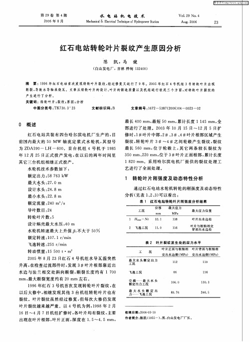 红石电站转轮叶片裂纹产生原因分析