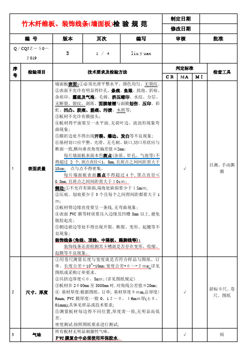 集成墙面板检验标准