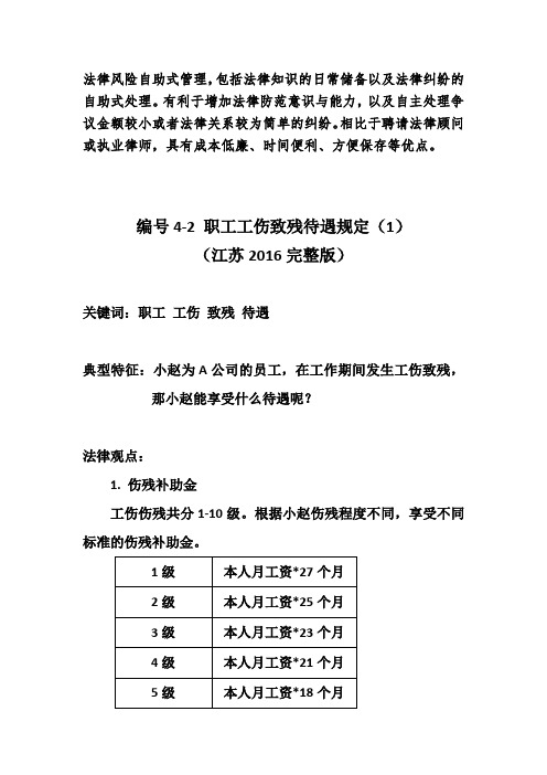 编号4-2-1职工工伤待遇规定