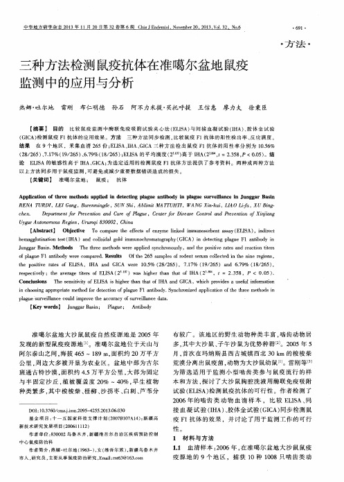 三种方法检测鼠疫抗体在准噶尔盆地鼠疫监测中的应用与分析