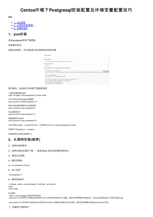 Centos环境下Postgresql安装配置及环境变量配置技巧