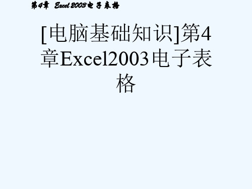 [电脑基础知识]第4章Excel2003电子表格[可修改版ppt]