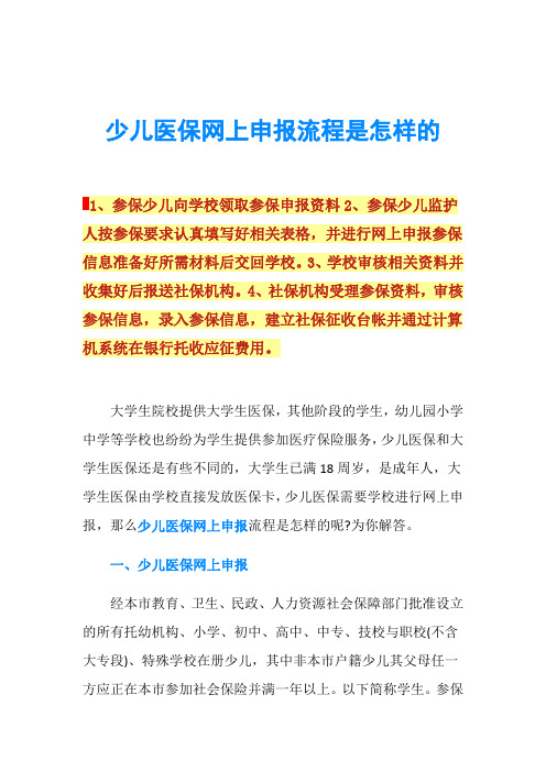 少儿医保网上申报流程是怎样的