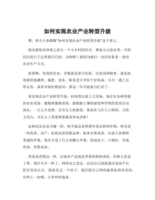 如何实现农业产业转型升级