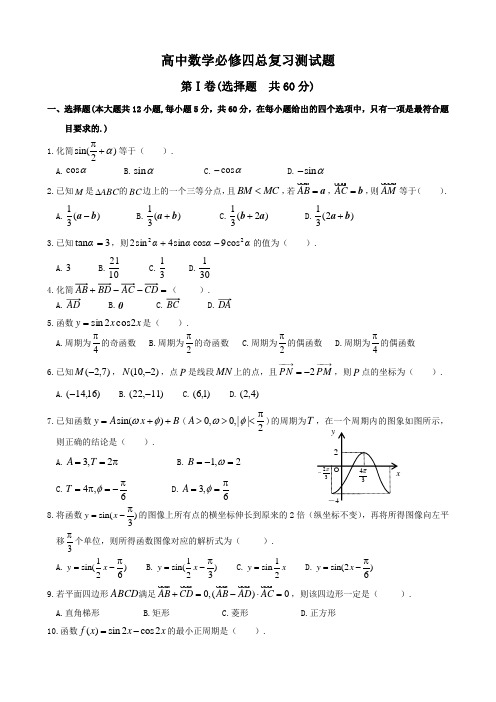 高中数学必修四总复习测试题