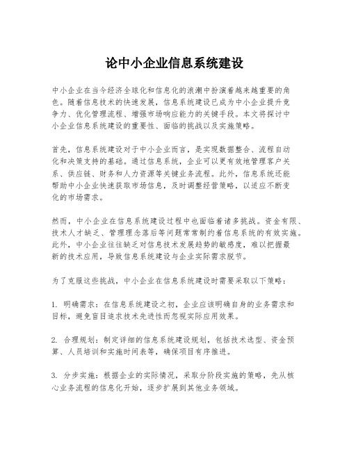 论中小企业信息系统建设