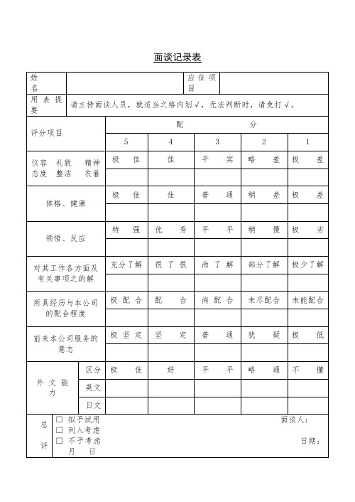 最新整理面谈记录表.doc