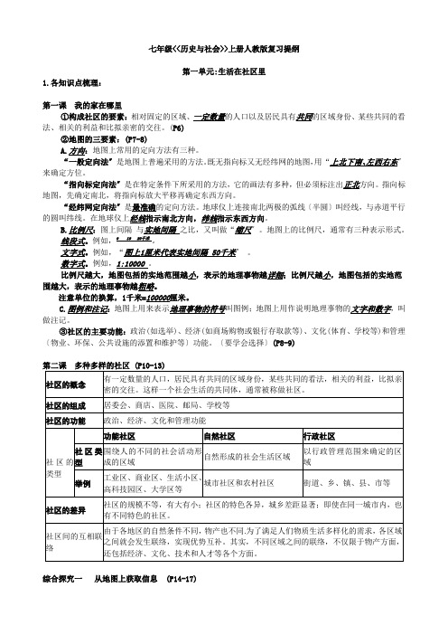 七年级历史与社会上册人教版复习提纲