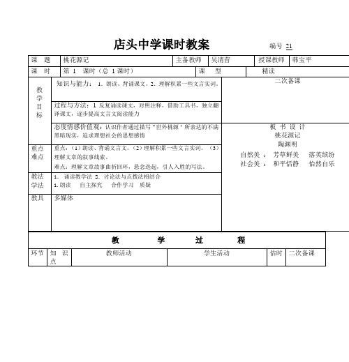 店头中学课时教案 编号_21__