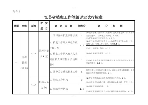 江苏省档案工作等级评定试行标准(DOC)