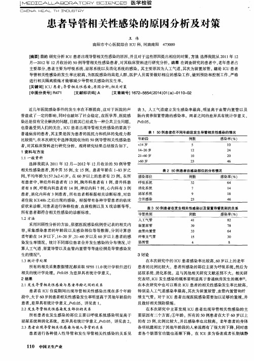 患者导管相关性感染的原因分析及对策