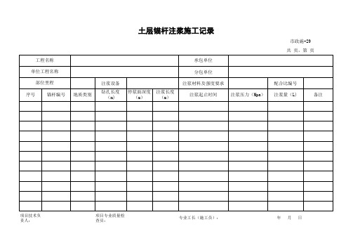 102-103土层锚杆注浆施工记录