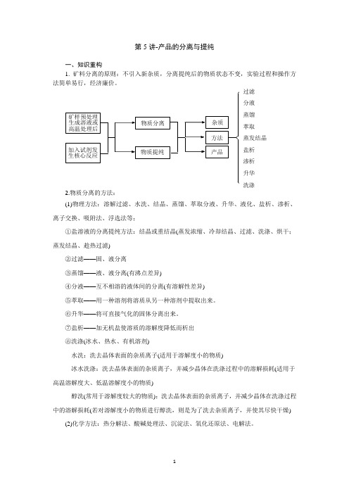 第5讲-产品的分离与提纯(学案)