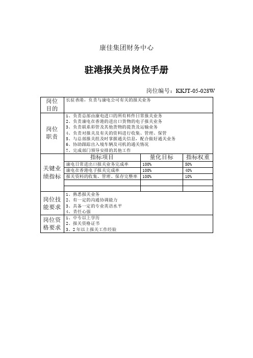 驻港报关员说明书