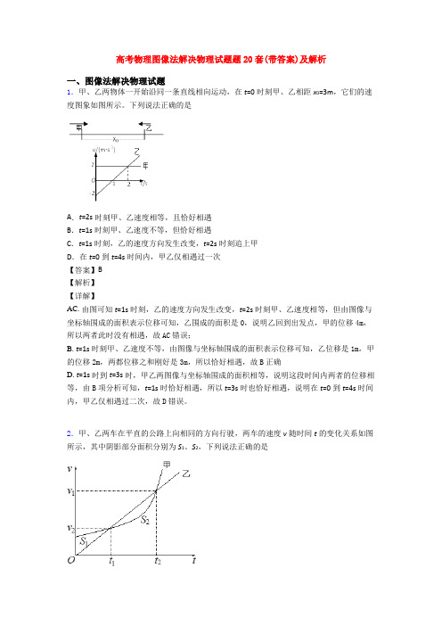 高考物理图像法解决物理试题题20套(带答案)及解析