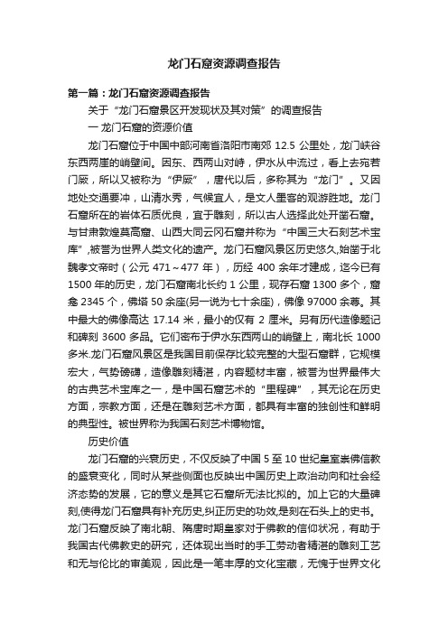 龙门石窟资源调查报告