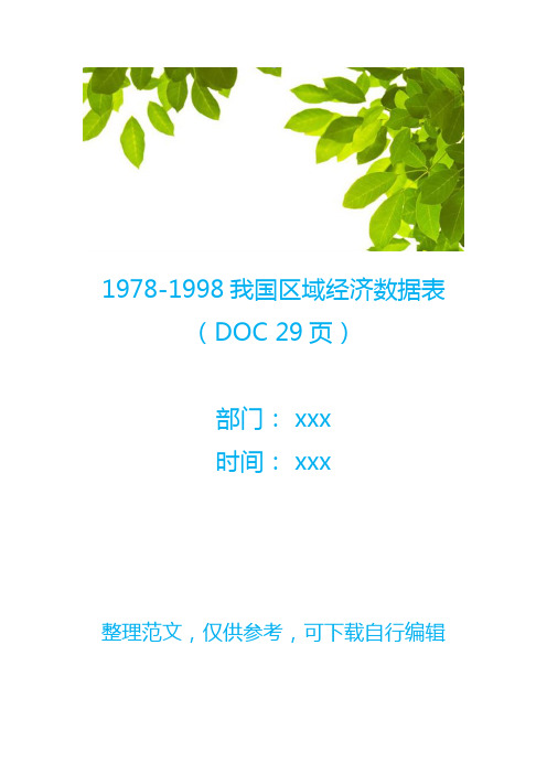 1978-1998我国区域经济数据表(DOC 29页)