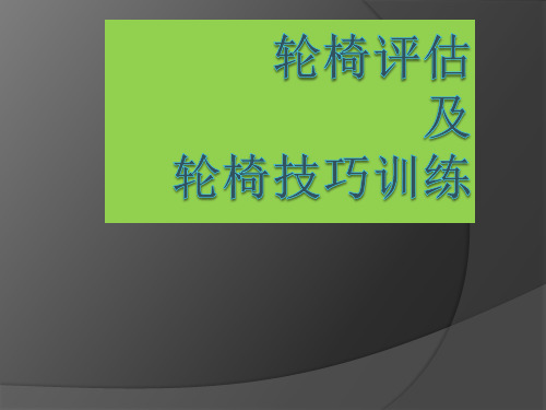 康复运动 轮椅评估及训练技巧