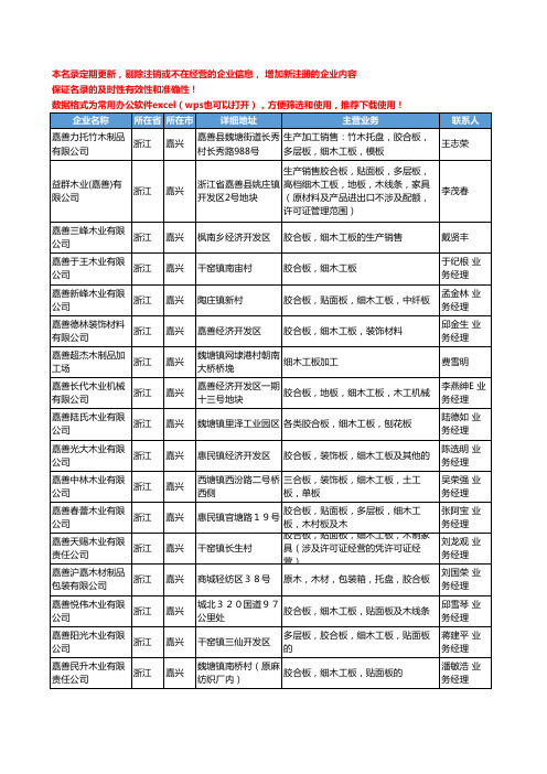 2020新版浙江省嘉兴细木工板工商企业公司名录名单黄页大全103家