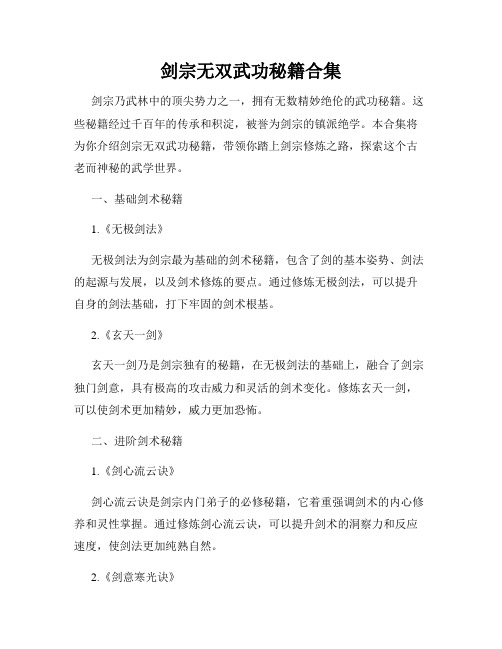 剑宗无双武功秘籍合集