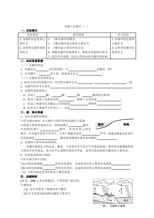 高中地理必修一《水圈与水循环》学案