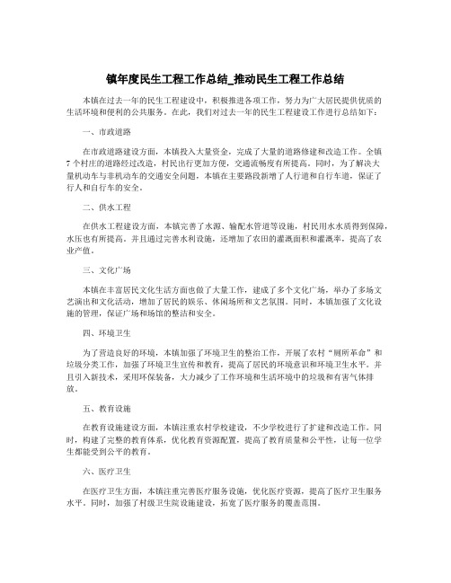 镇年度民生工程工作总结_推动民生工程工作总结