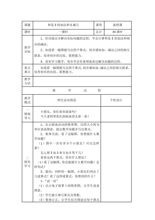 和是8的加法和8减几