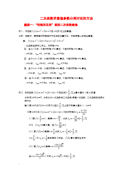 含参数二次函数分类讨论的方法总结