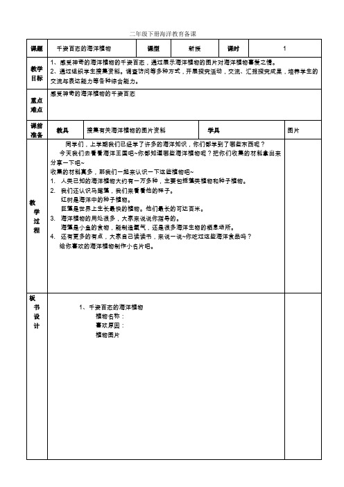 二年级下册海洋教育备课(1)