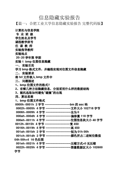 工作报告之信息隐藏实验报告