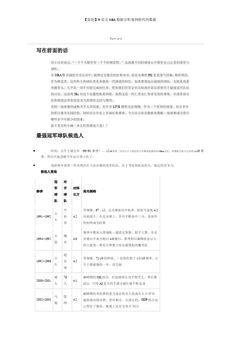 【原创】R语言NBA数据分析案例附代码数据