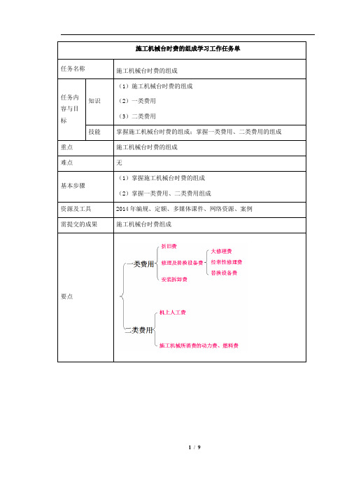 水利工程建筑预算定额教案3-施工机械使用费用计算