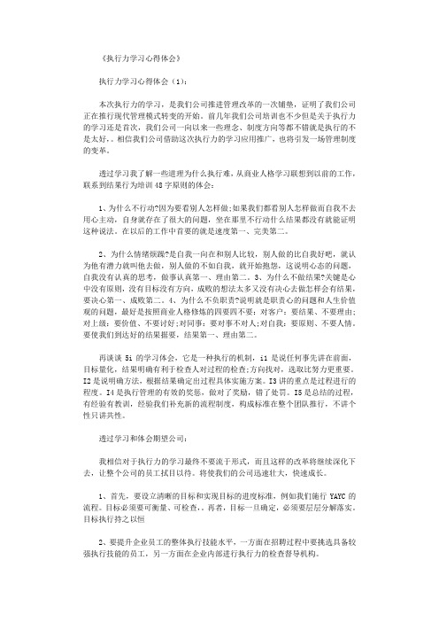 执行力学习心得体会10篇