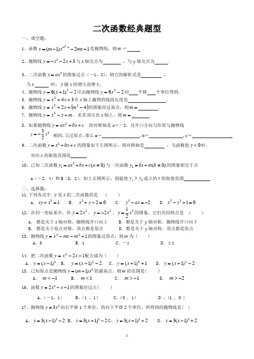 二次函数经典题型