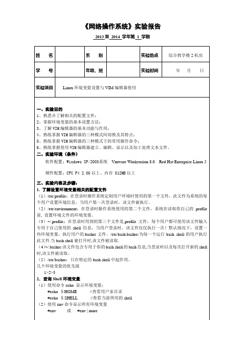 Linux环境变量设置与VIM编辑器使用