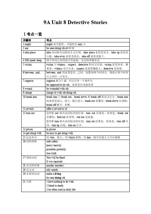 Unit8知识点和考点2022-2023学年牛津译林版九年级英语上册