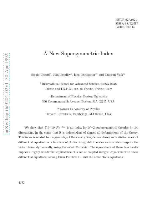 A New Supersymmetric Index