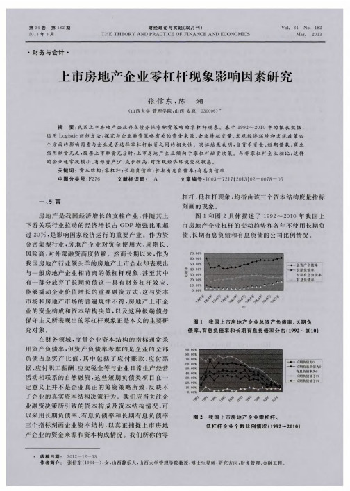 上市房地产企业零杠杆现象影响因素研究